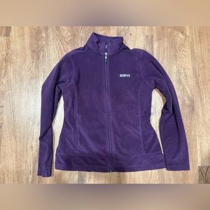 3/$15 ESPN Purple Destinations Fleece Zipper Jacket Size Small